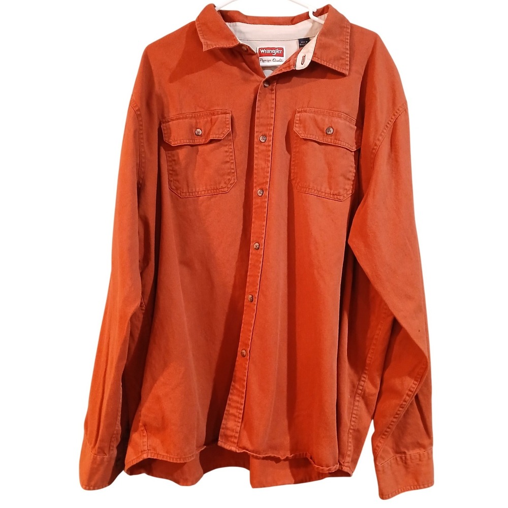 Wrangler 2xl Premium Quality Mens Burnt Orange Cotton Long Sleeve Shirt
